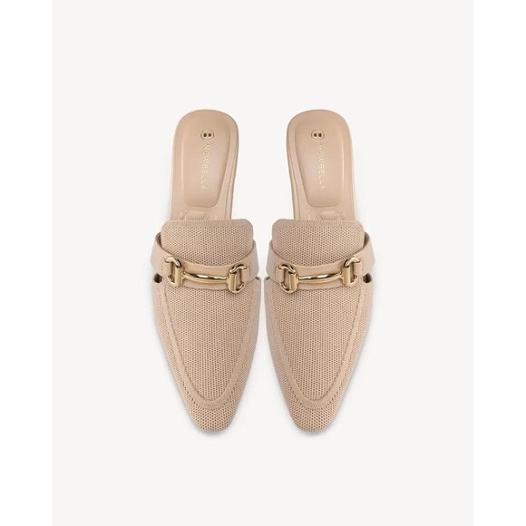 Mousse Fit Women Mules Knit Slip On Block Heel Sandals Pointed Toe Casual Shoes - Picture 5 of 5